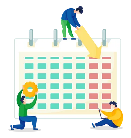 Business people organize calendar Illustration