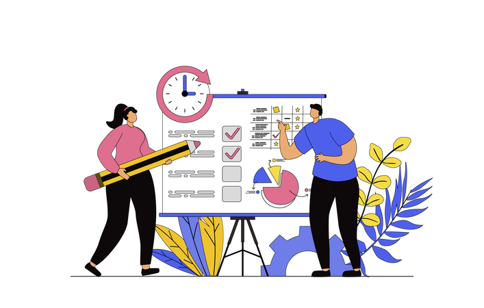 Business people organizing workflow  Illustration