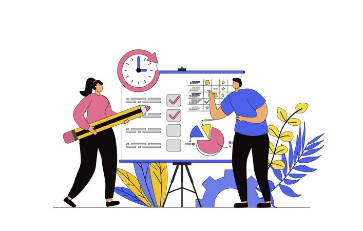 Business people organizing workflow  Illustration