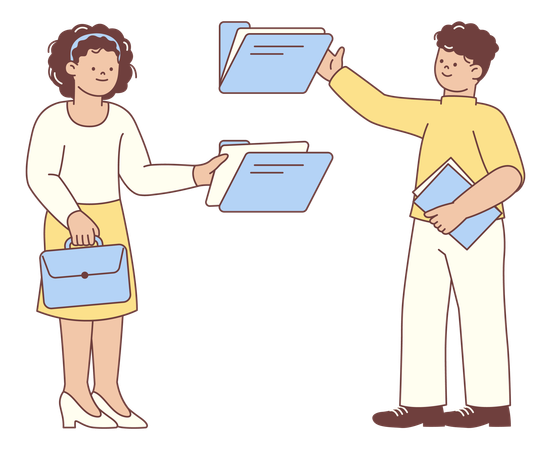 Business People Passing Folders  Illustration
