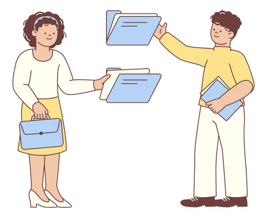 Business People Passing Folders  Illustration