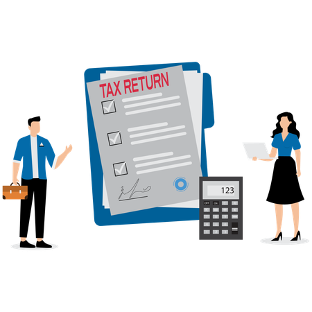 Business people paying income tax return  Illustration