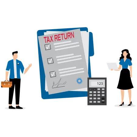 Business people paying income tax return  Illustration