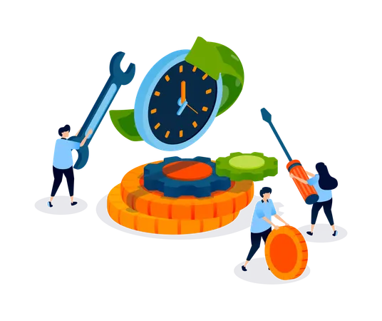 Business people paying money on time  Illustration