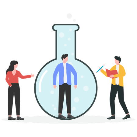 Business people performing employee experiment  Illustration