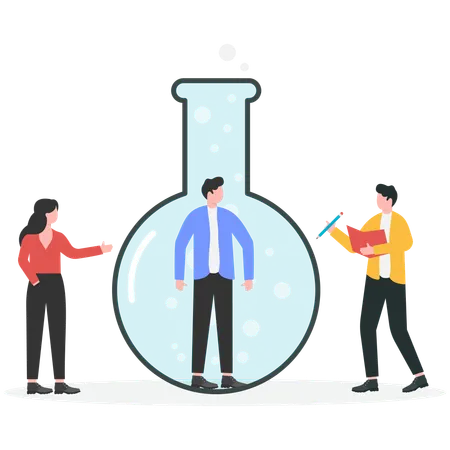 Business people performing employee experiment  Illustration