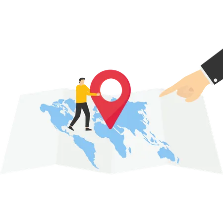 Business People Pin Target In The World Map Vector Illustration In Flat Style Illustration