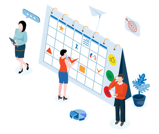 Business people planning schedule for making work Illustration
