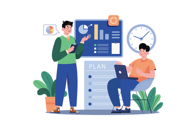 Business People Planning Their Schedule Illustration