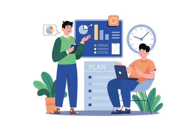 Business People Planning Their Schedule Illustration