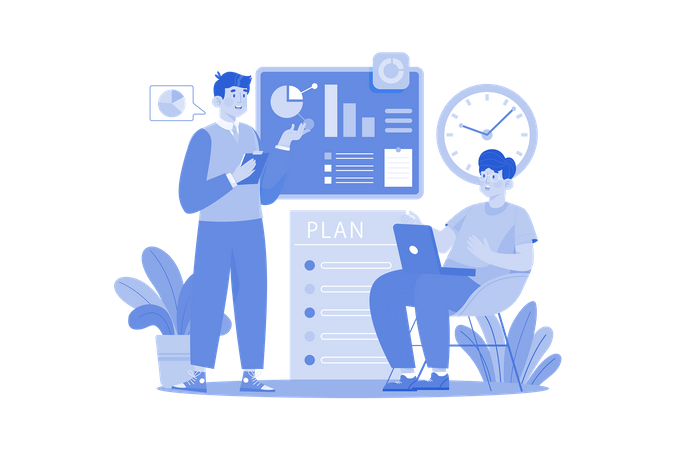 Business People Planning Their Schedule  Illustration