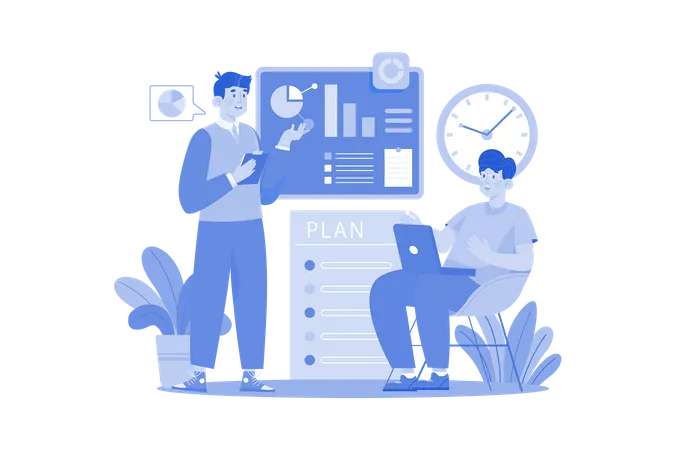 Business People Planning Their Schedule  Illustration