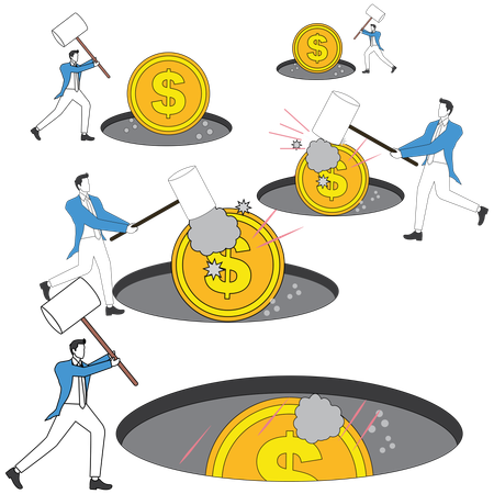 Business people playing hamster game  Illustration