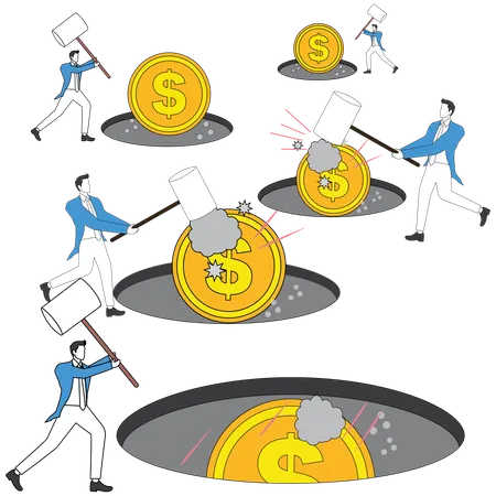Business people playing hamster game  Illustration