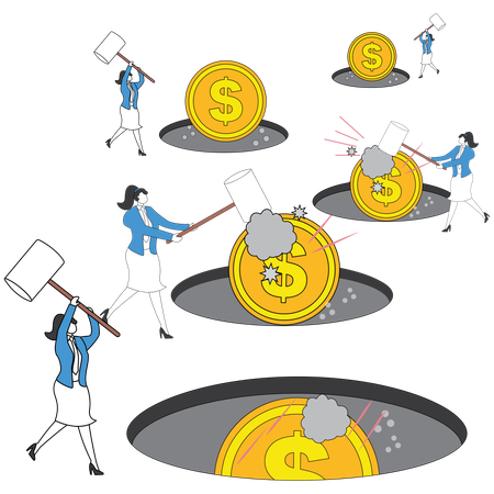 Business people playing hamster game  Illustration