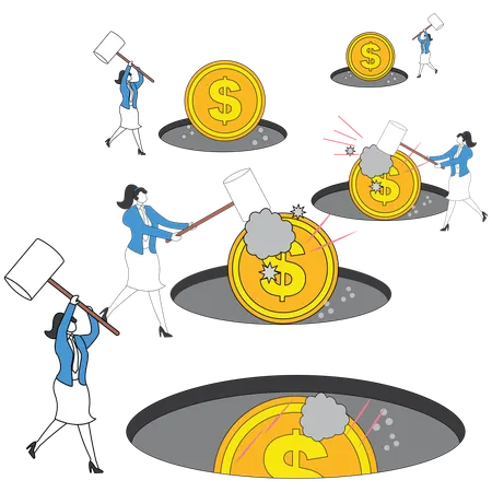 Business people playing hamster game  Illustration