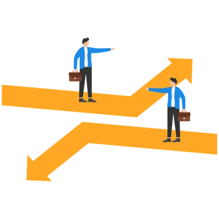 Business people pointing in different directions  Illustration