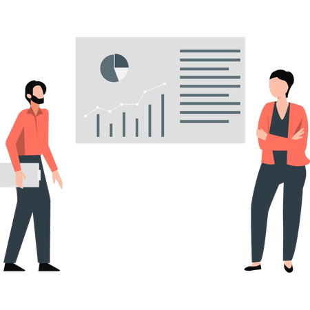 Business people pointing business pie chart  Illustration