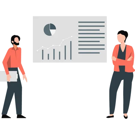 Business people pointing business pie chart  Illustration