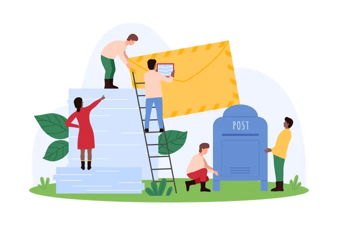Business people posting letter delivery  Illustration