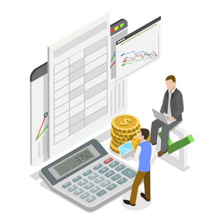 Business people preparing financial report  Illustration