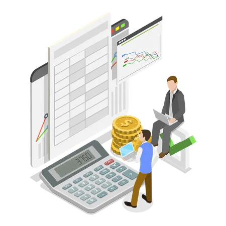 Business people preparing financial report  Illustration