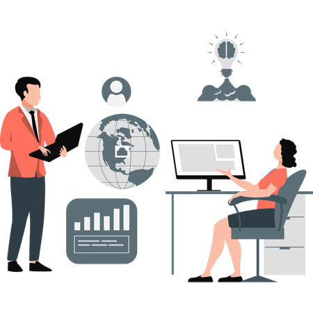 Business people presenting about company business target  Illustration