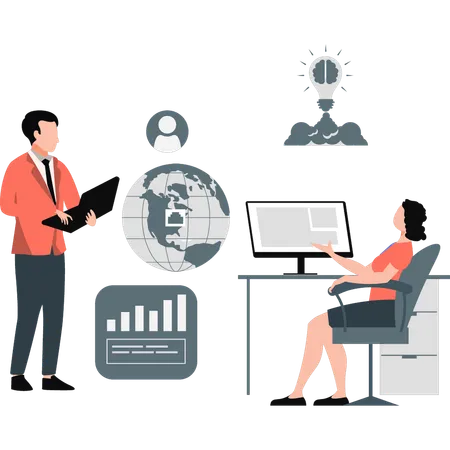 Business people presenting about company business target  Illustration