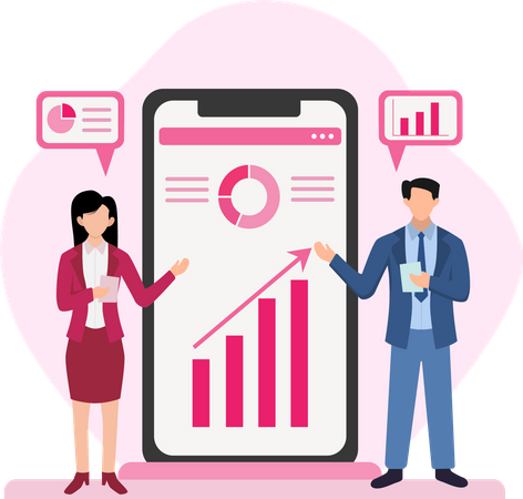 Business people presenting analysis data  Illustration