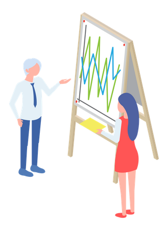 Business people presenting analytics chart Illustration