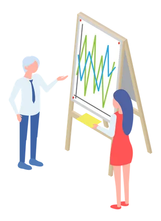 Business people presenting analytics chart Illustration