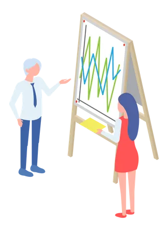 Business people presenting analytics chart  Illustration