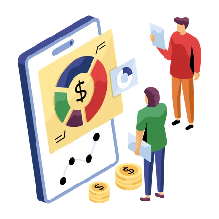 Business people presenting finance graph  Illustration