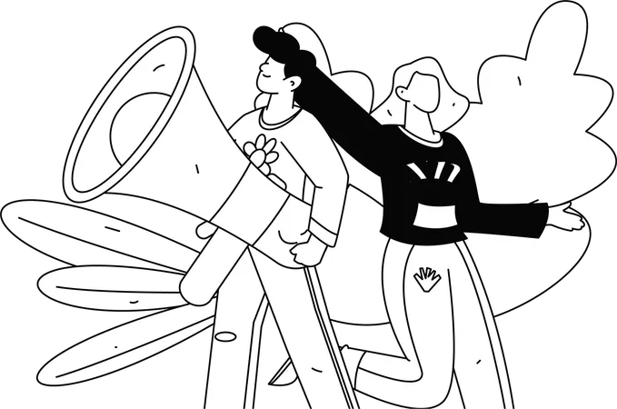 Business people promotes new product launch  Illustration