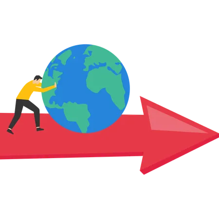 Business people push the world forward  Illustration