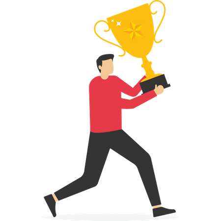 Business people raise success trophies  Illustration