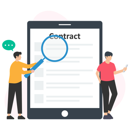 Business people reading contract  Illustration