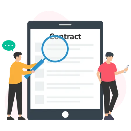 Business people reading contract  Illustration