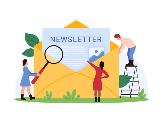 Business people reading newsletter subscription  Illustration