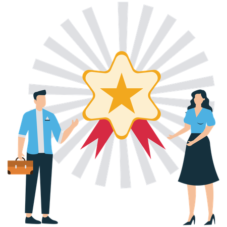 Business people receiving business badge  Illustration