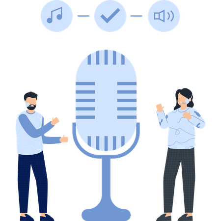 Business people recording audio  Illustration