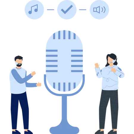 Business people recording audio  Illustration