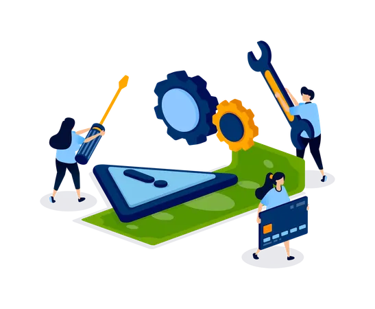 Business people repairing financial system  Illustration
