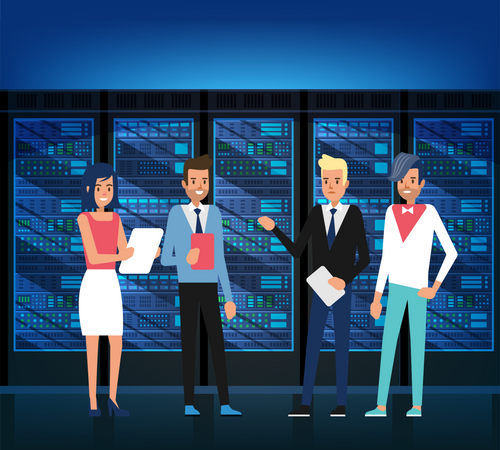 Business people research on data center  Illustration