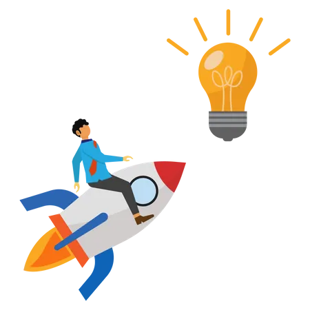 Business people ride rockets for ideas Illustration