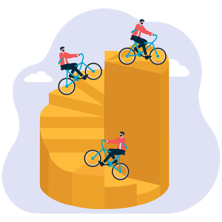 Business People riding On Pie Diagram  Illustration