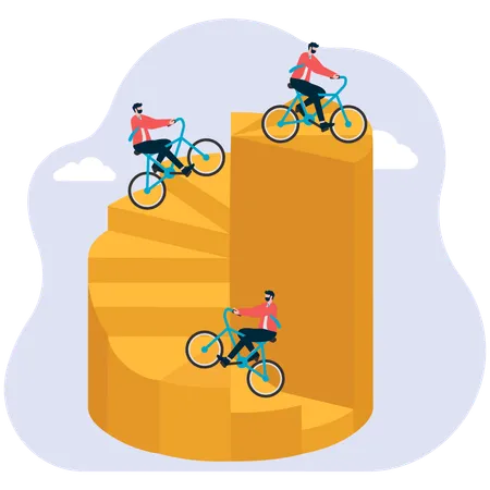 Business People riding On Pie Diagram  Illustration