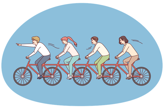 Business people riding tandem bicycle  Illustration