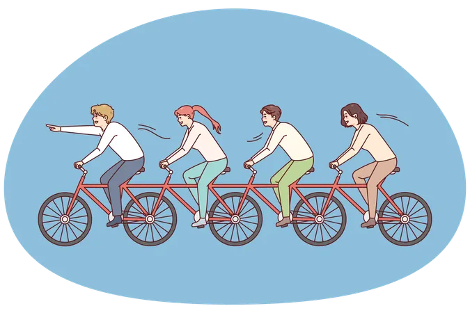 Business people riding tandem bicycle  Illustration