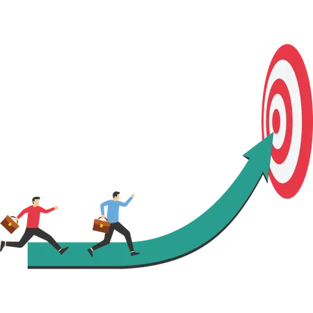 Business people run on arrows  Illustration